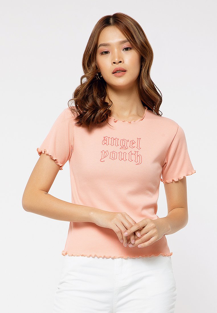 Rib Crop Printed T-shirt