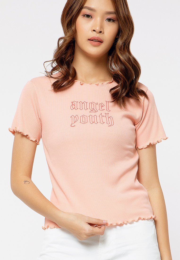 Rib Crop Printed T-shirt