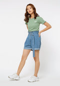 Rib Crop Printed T-shirt