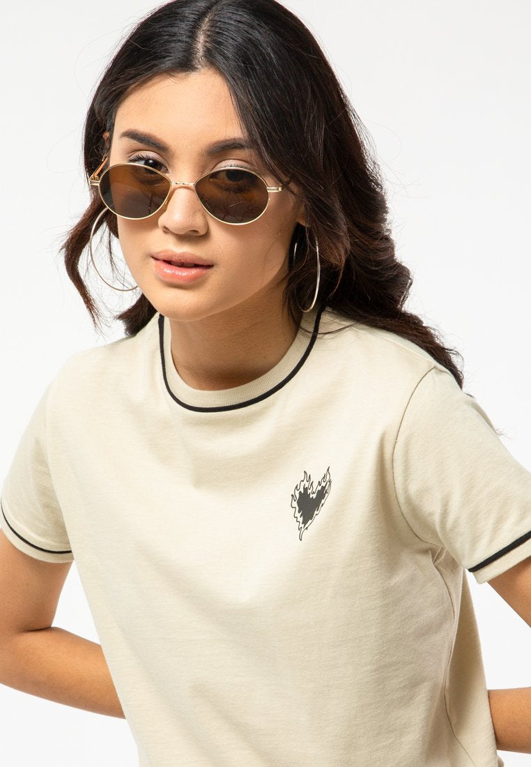 Khaki T-Shirt with Print