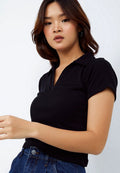 Ribbed V-neck Top