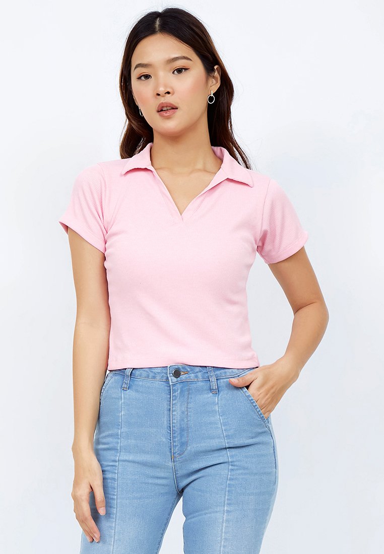 Ribbed V-neck Top