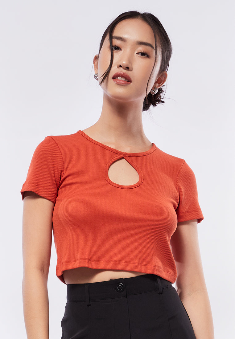 Keyhole Short Sleeve Crop Top