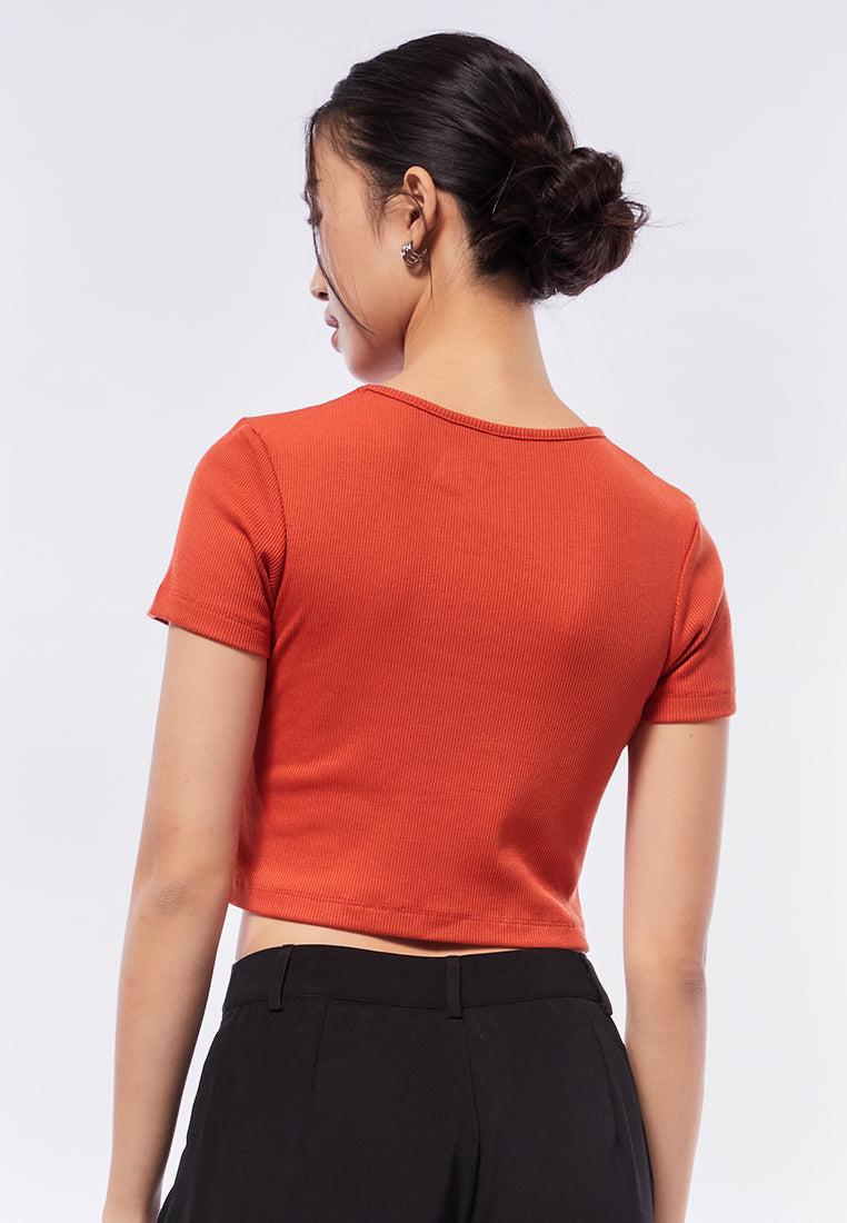 Keyhole Short Sleeve Crop Top