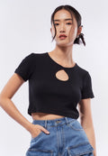 Keyhole Short Sleeve Crop Top