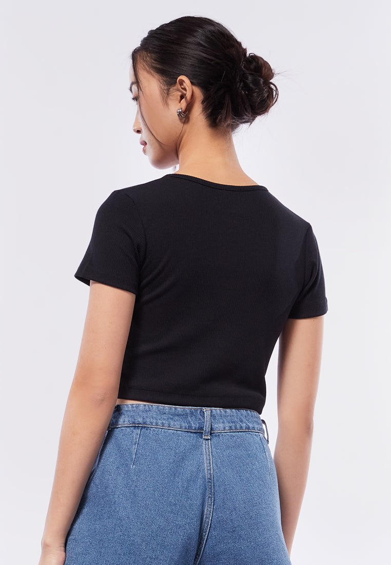 Keyhole Short Sleeve Crop Top