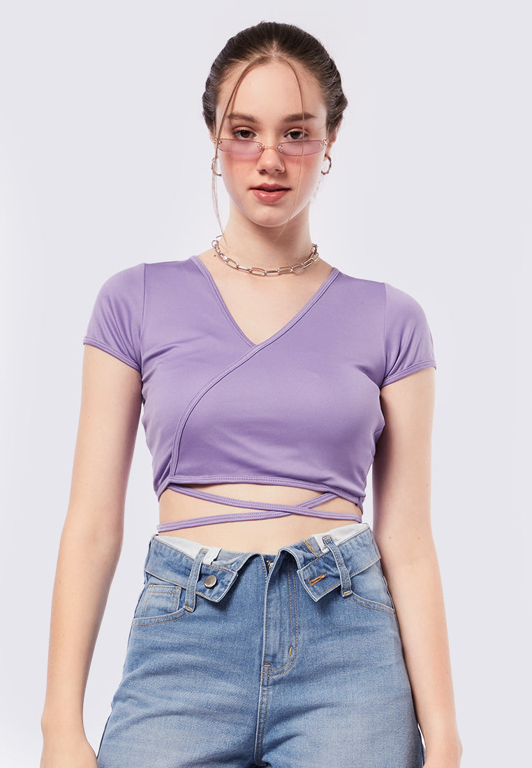 Tie Wrap Short Sleeve Top