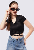 Tie Wrap Short Sleeve Top