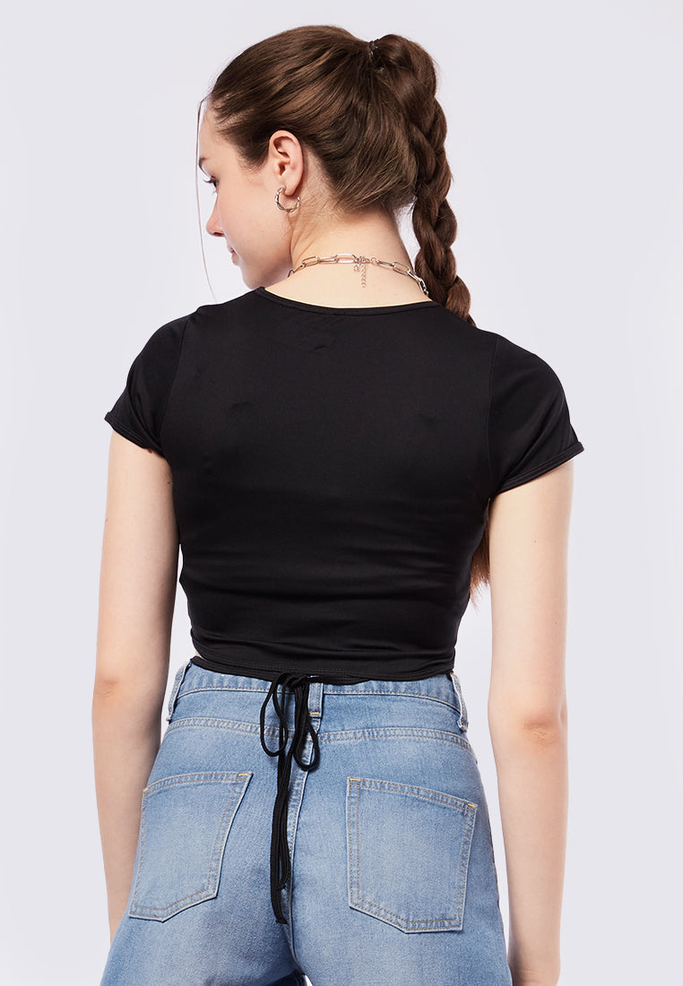 Tie Wrap Short Sleeve Top