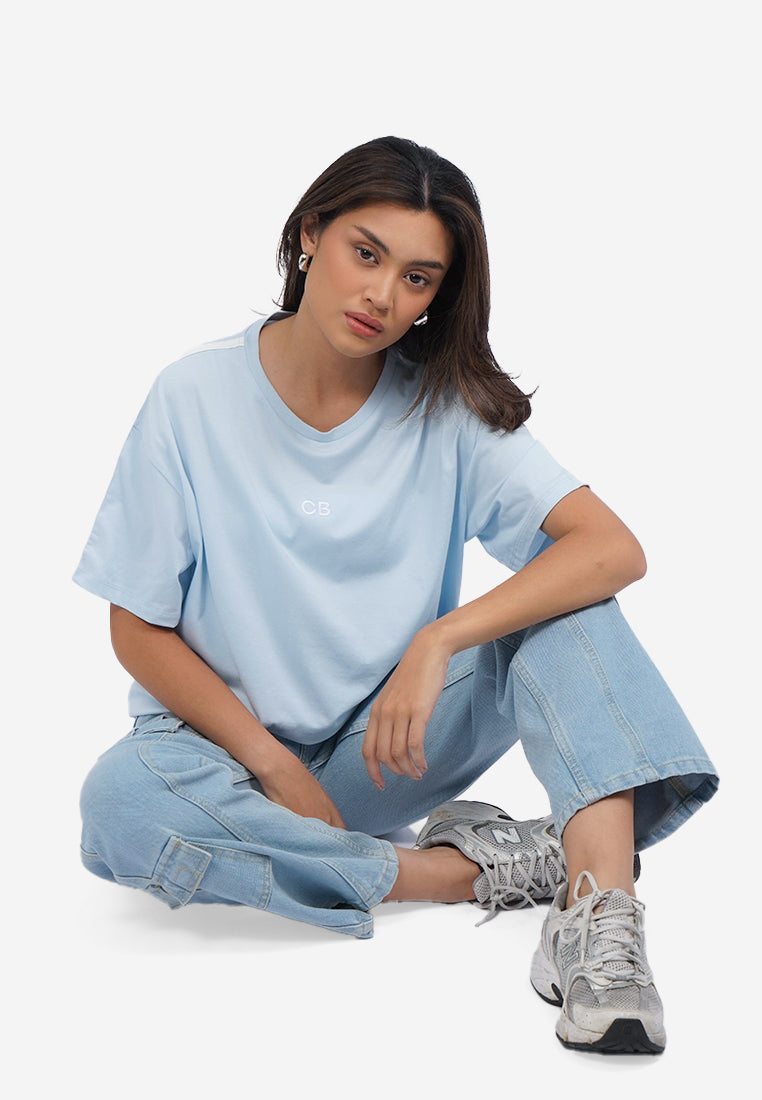 Oversized T-Shirt with Shoulder List L.Blue