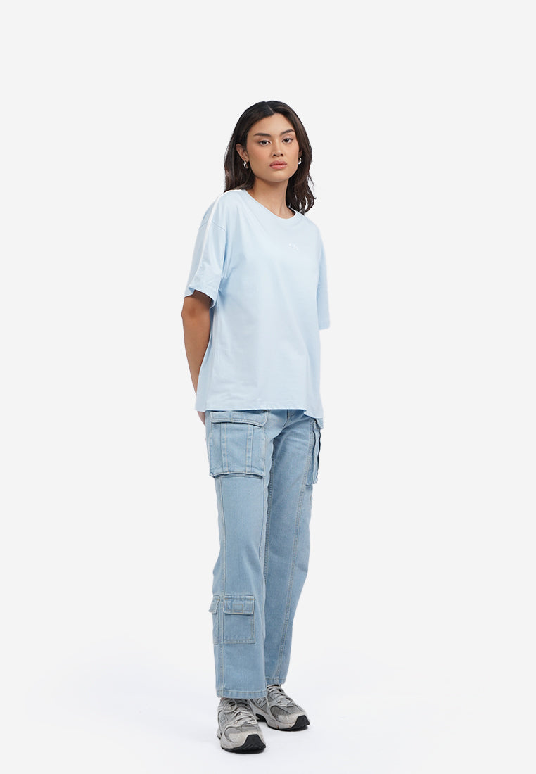 Oversized T-Shirt with Shoulder List L.Blue