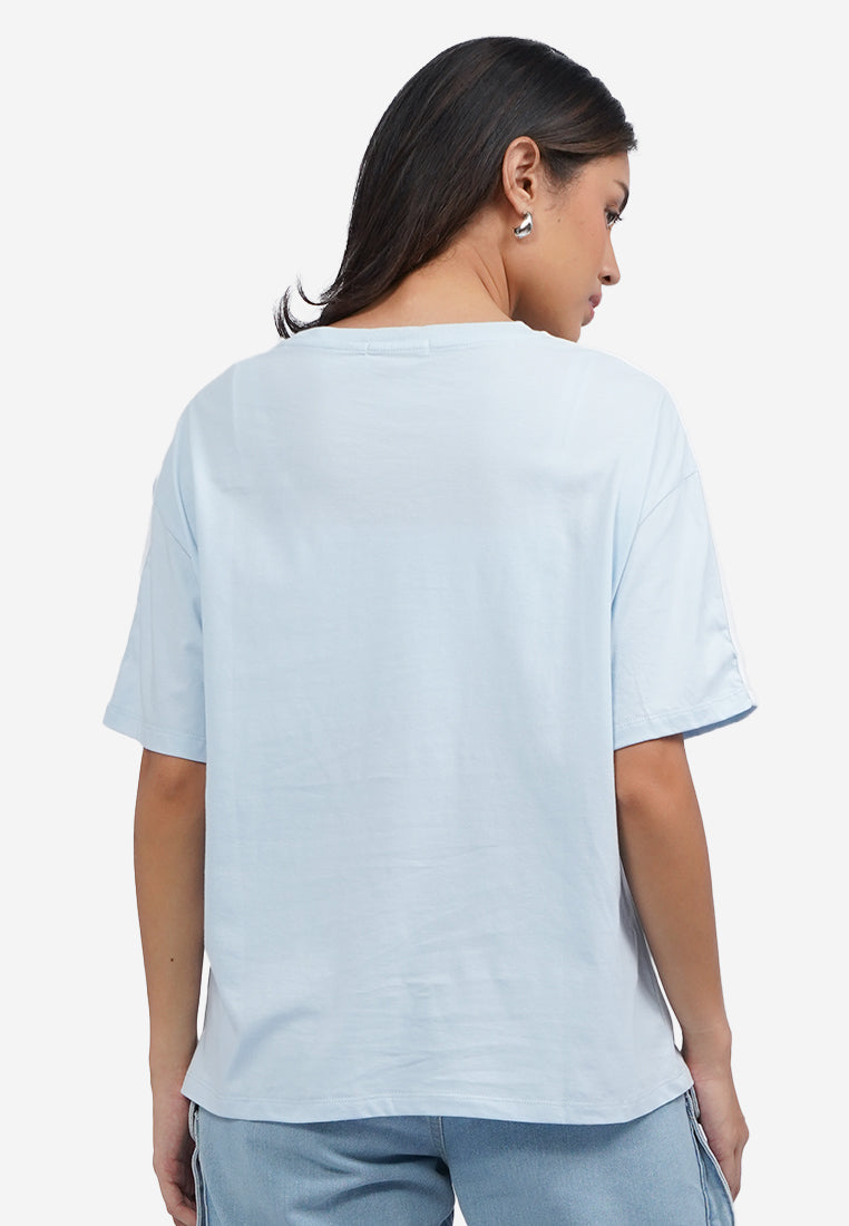 Oversized T-Shirt with Shoulder List L.Blue