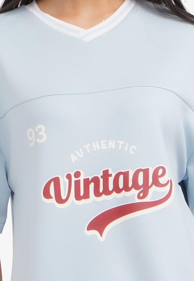 Oversized V-Neck T-Shirt L.Blue