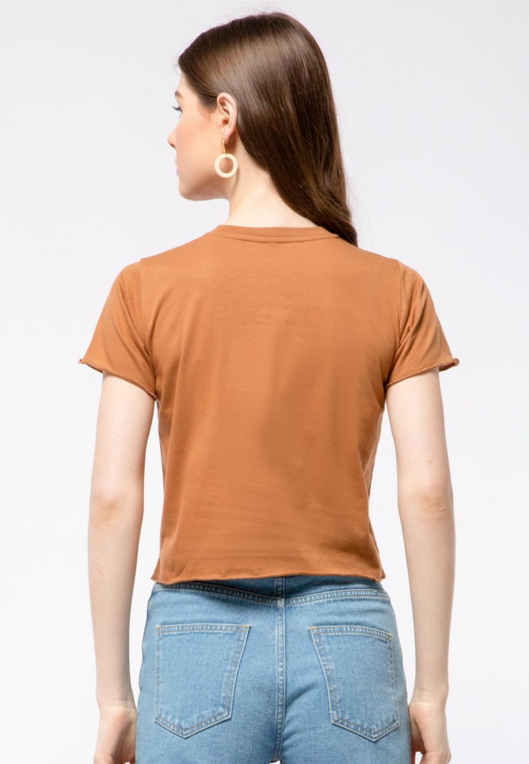 Unfinished Hem Short Sleeve T-shirt
