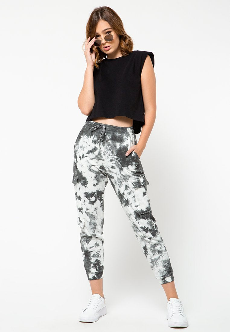 Cropped T-shirt with Shoulder Pad