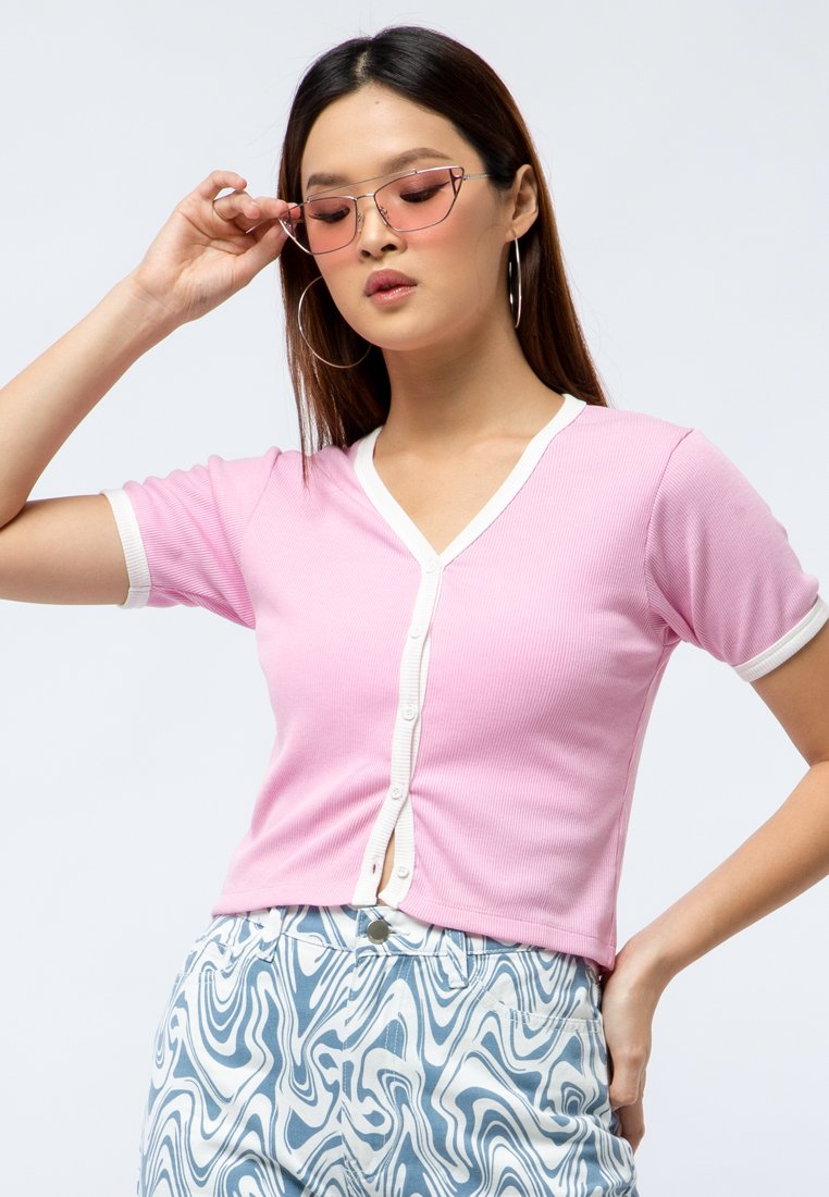 Crop Top with Contrast Piping
