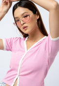 Crop Top with Contrast Piping