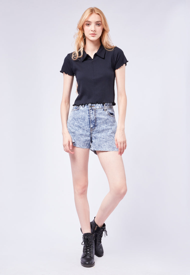 Polo Top with Zipper Details