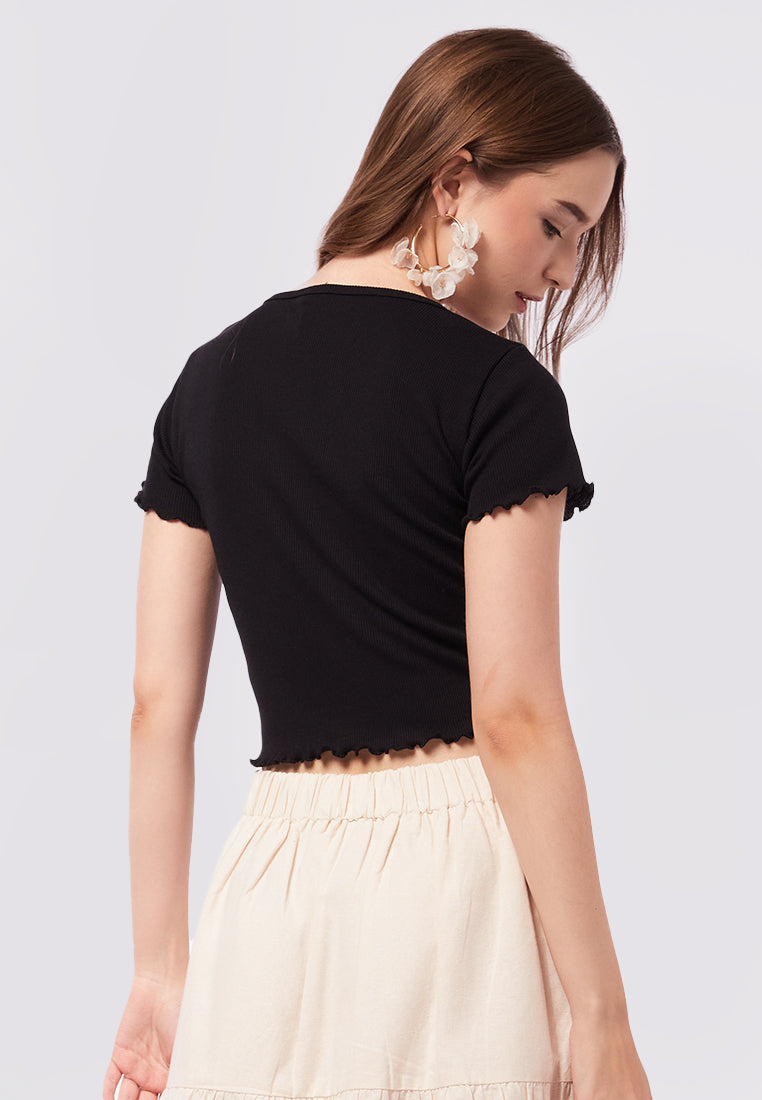 Short Sleeve Wrap Rib Top