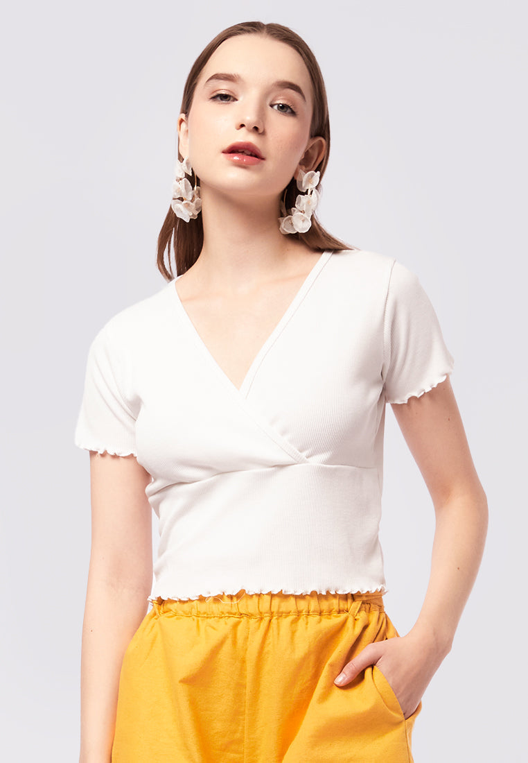 Short Sleeve Wrap Rib Top