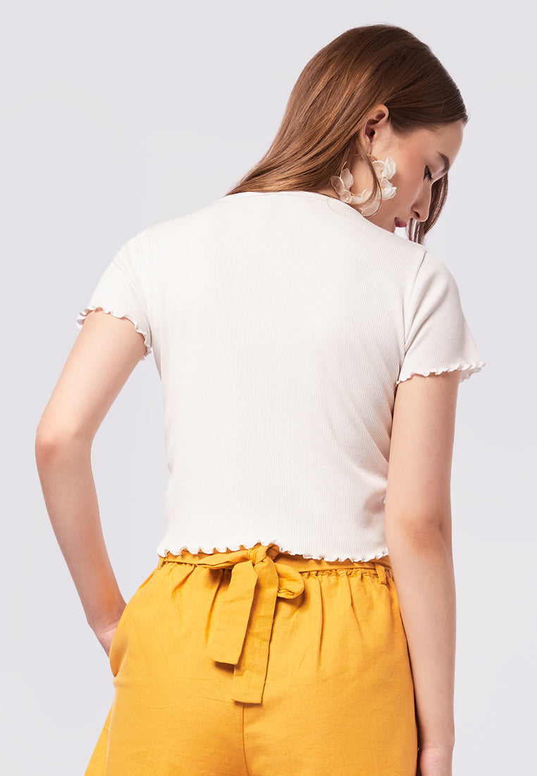Short Sleeve Wrap Rib Top