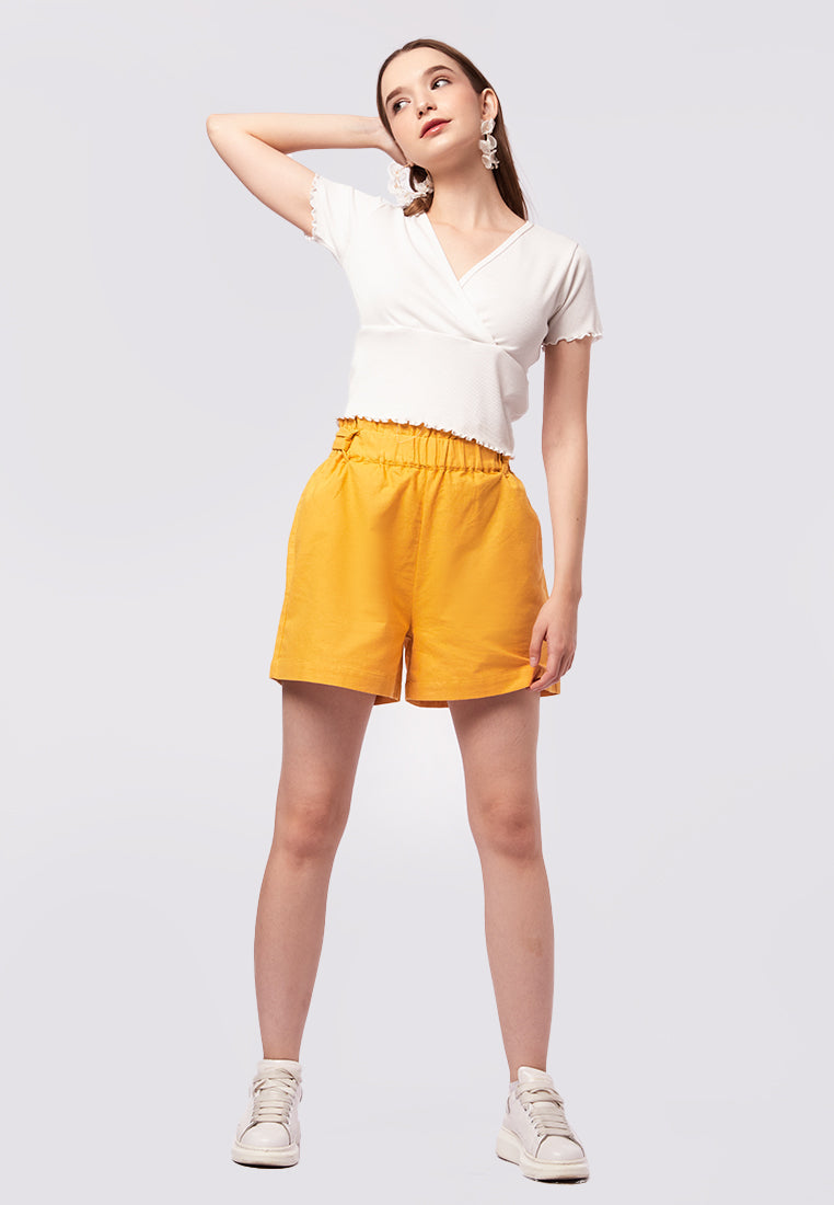 Short Sleeve Wrap Rib Top