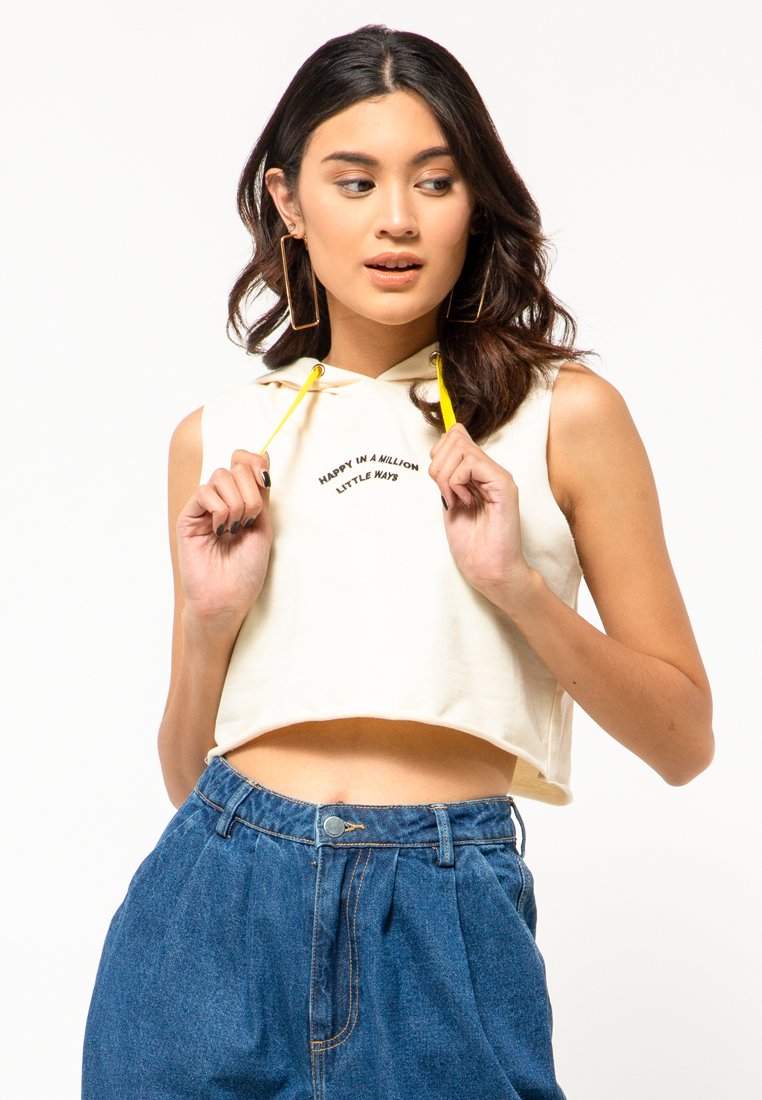 Embroidary Hoodie Crop Top