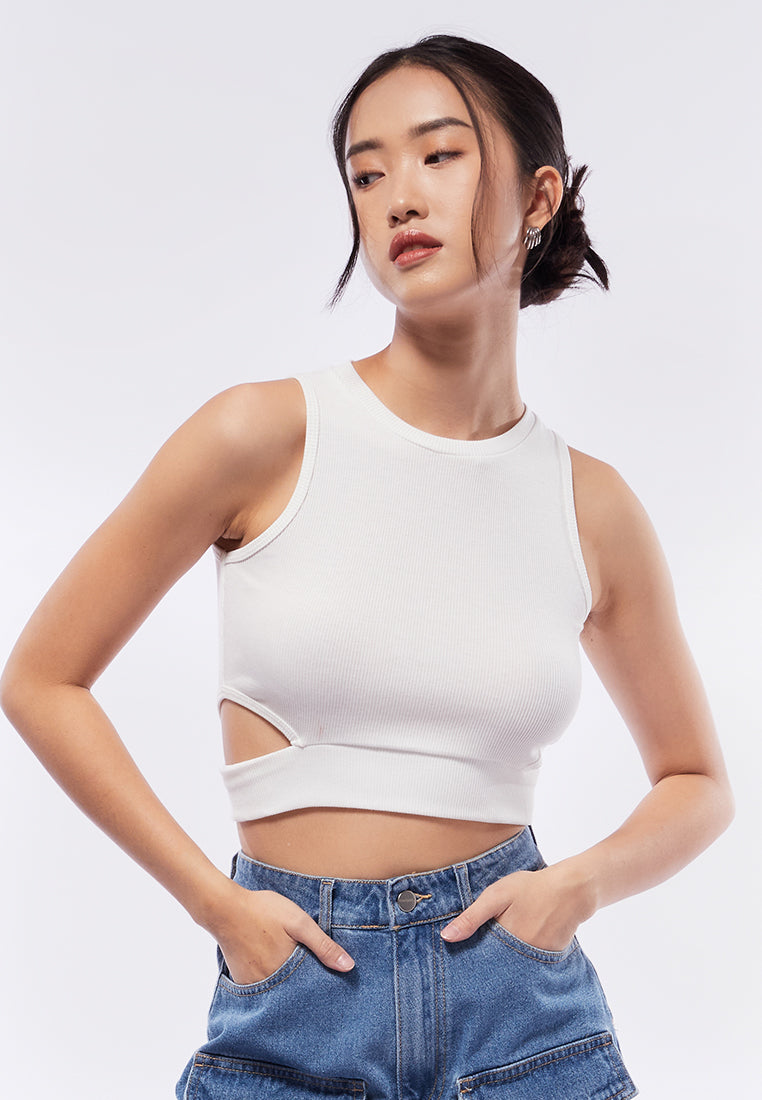 Cut Out Crop Sleeveless Top