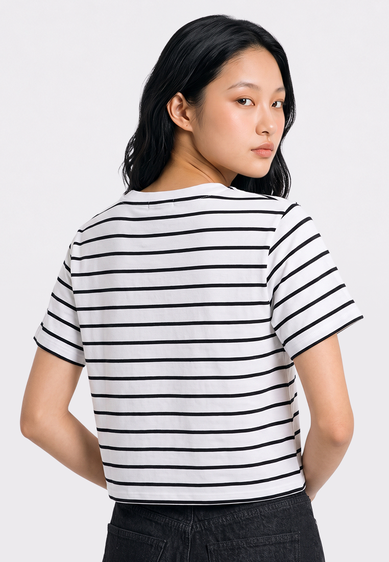 Short Sleeve Stripes Crop T-Shirt