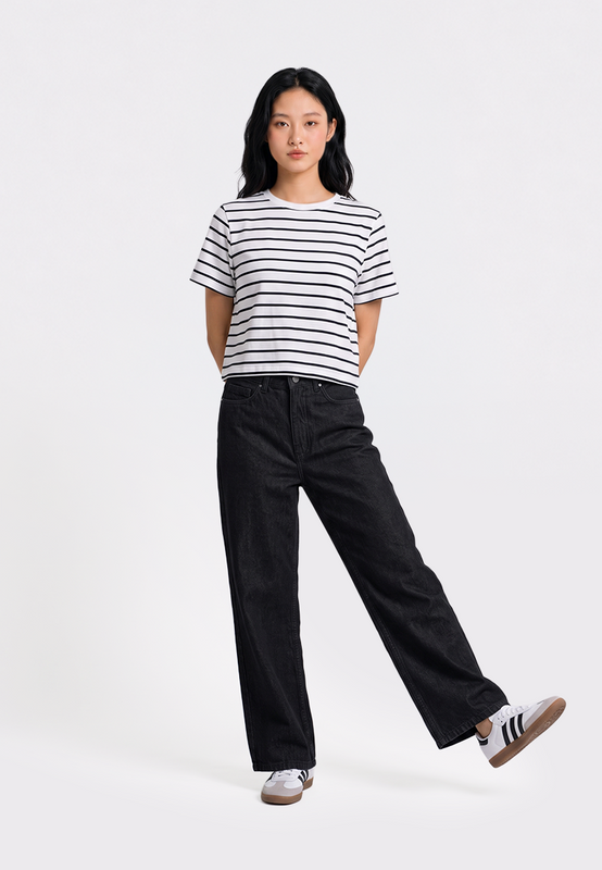 Short Sleeve Stripes Crop T-Shirt