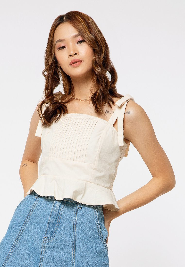 Tied Sleeves Peplum  Crop top