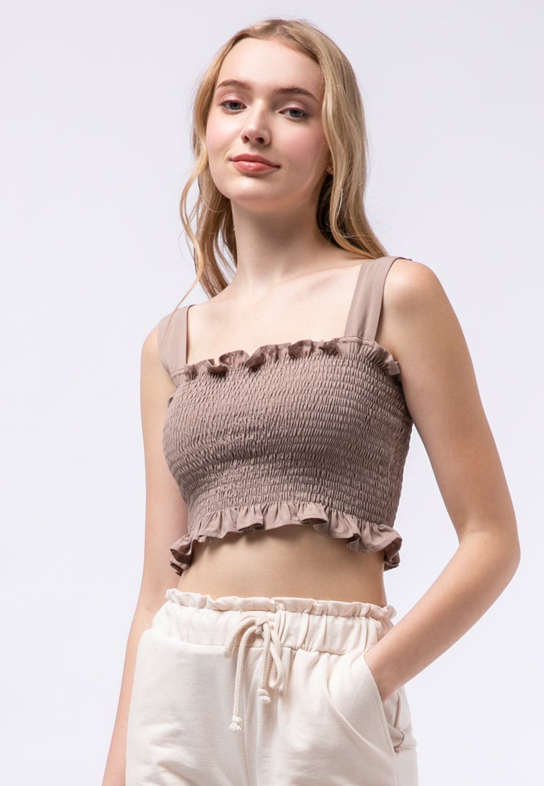Smocked Sleeveless Crop Top