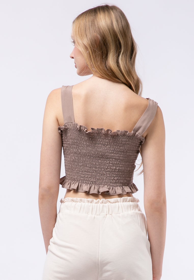 Smocked Sleeveless Crop Top