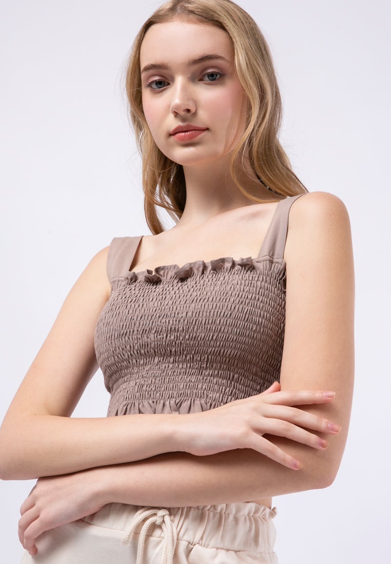 Smocked Sleeveless Crop Top