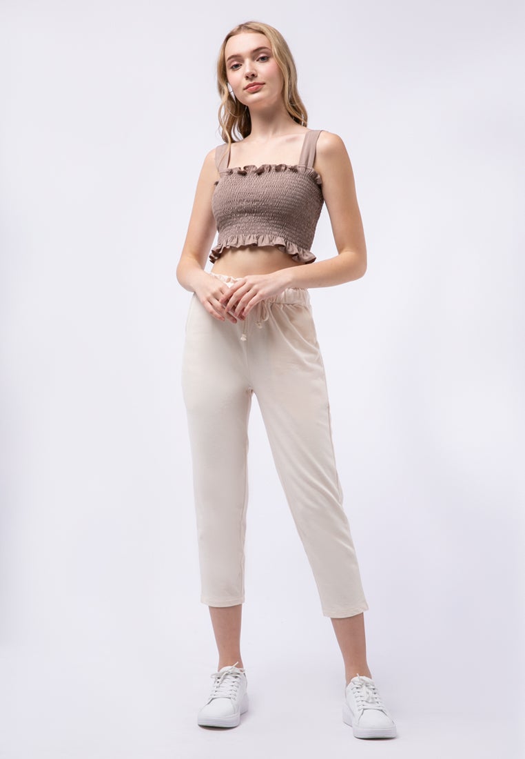 Smocked Sleeveless Crop Top