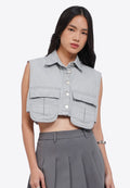 Crop Vest with Overlap Pocket