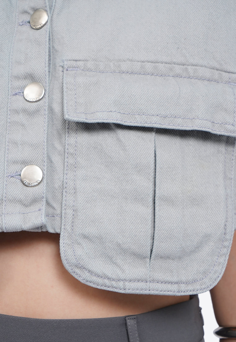Crop Vest with Overlap Pocket