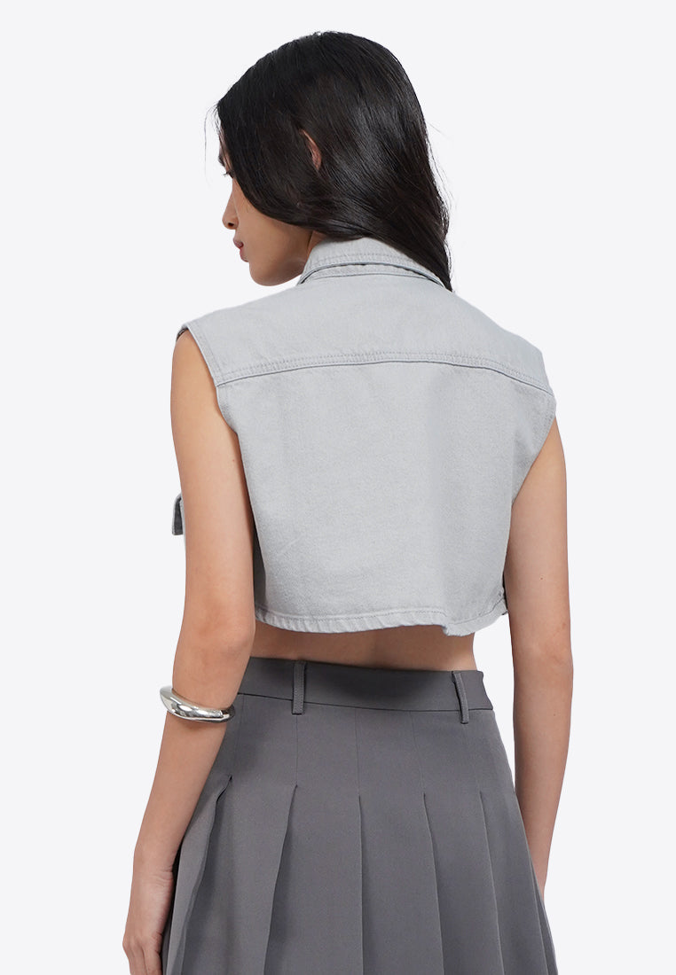 Crop Vest with Overlap Pocket