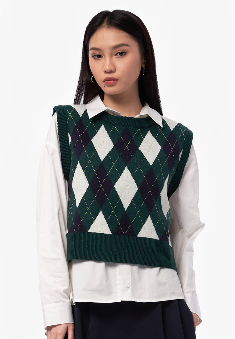 Argyle Oversized Vest