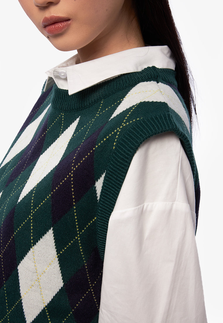 Argyle Oversized Vest