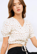 Printed V-neck Crop Blouse