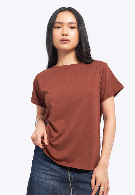 Loose T-Shirt with Roll Up Sleeve