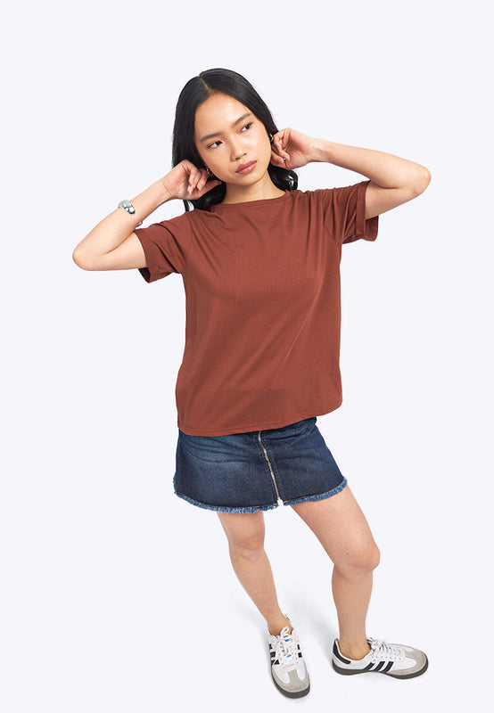Loose T-Shirt with Roll Up Sleeve