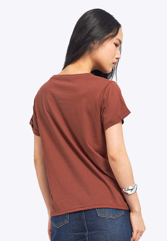 Loose T-Shirt with Roll Up Sleeve
