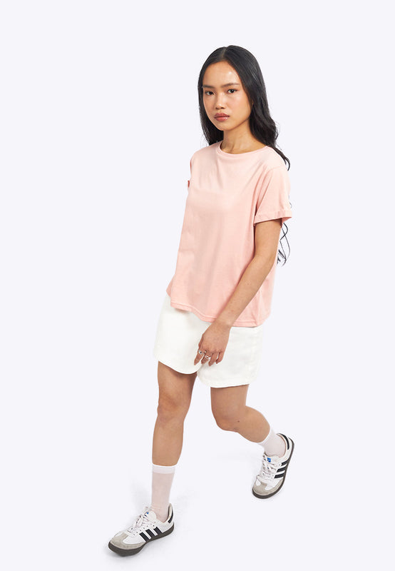 Loose T-Shirt with Roll Up Sleeve