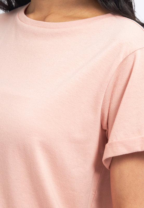 Loose T-Shirt with Roll Up Sleeve