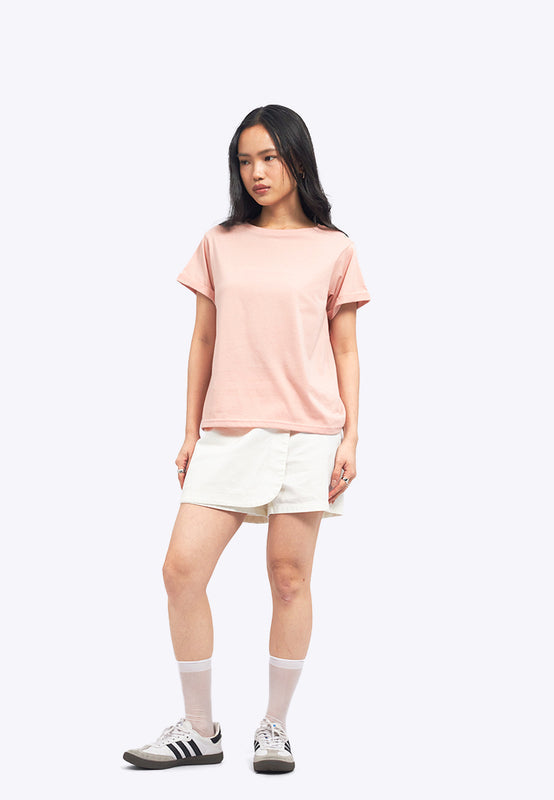 Loose T-Shirt with Roll Up Sleeve