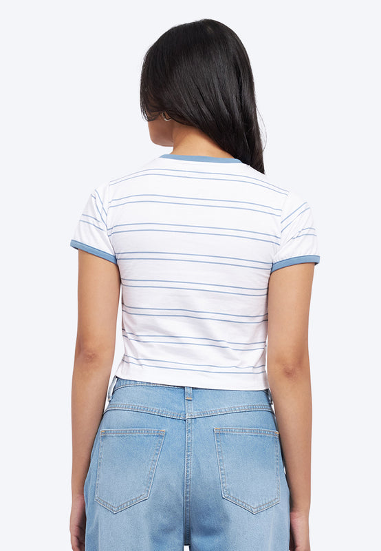 Short Sleeve Stripes Crop T-Shirt