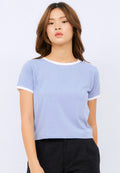 Crop T-shirt with Contrast Rib