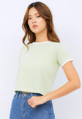 Crop T-shirt with Contrast Rib